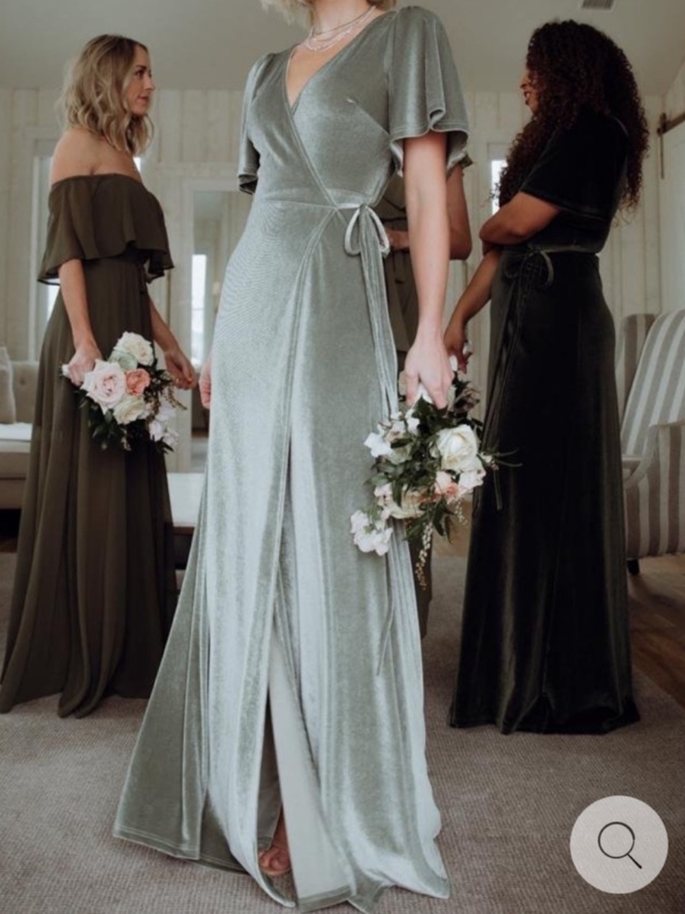 Baltic Born Sage Green Velvet Wrap Maxi Dress Flatter Short Sleeve Tie Waist